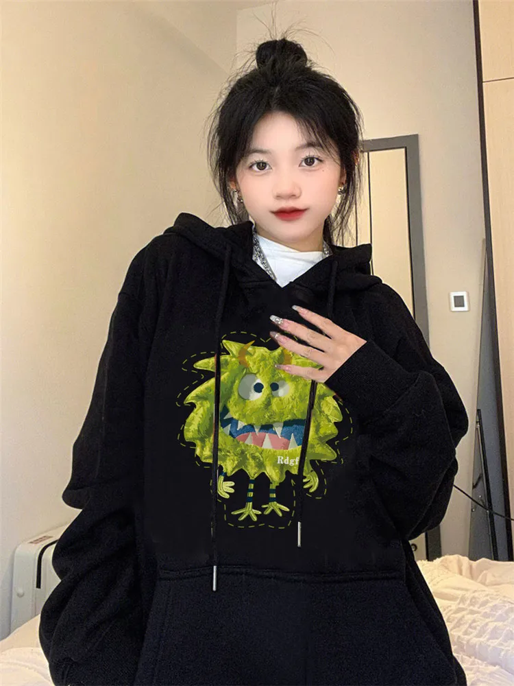 Cute Devil's Embroidery Hoodies Women's Autumn And Winter Loose Oversize Design White Black Plush Thick Hooded Coat Man
Cute Devil's Embroidery Hoodies Women's Autumn And Winter Loose Oversize Design White Black Plush Thick Hooded Coat Man
