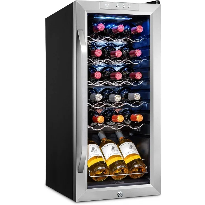 

Ivation 18 Bottle Compressor Wine Cooler Refrigerator w/Lock | Large Freestanding Wine Cellar For Red, White, Champagne or Spark
