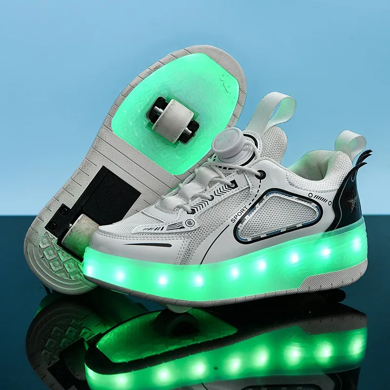 

Детские кроссовки для мальчиков и девочек, обувь на роликах со светодиодной подсветкой, USB зарядка, Детские повседневные роликовые коньки, скейтбординг, Фигурное катание на коньках