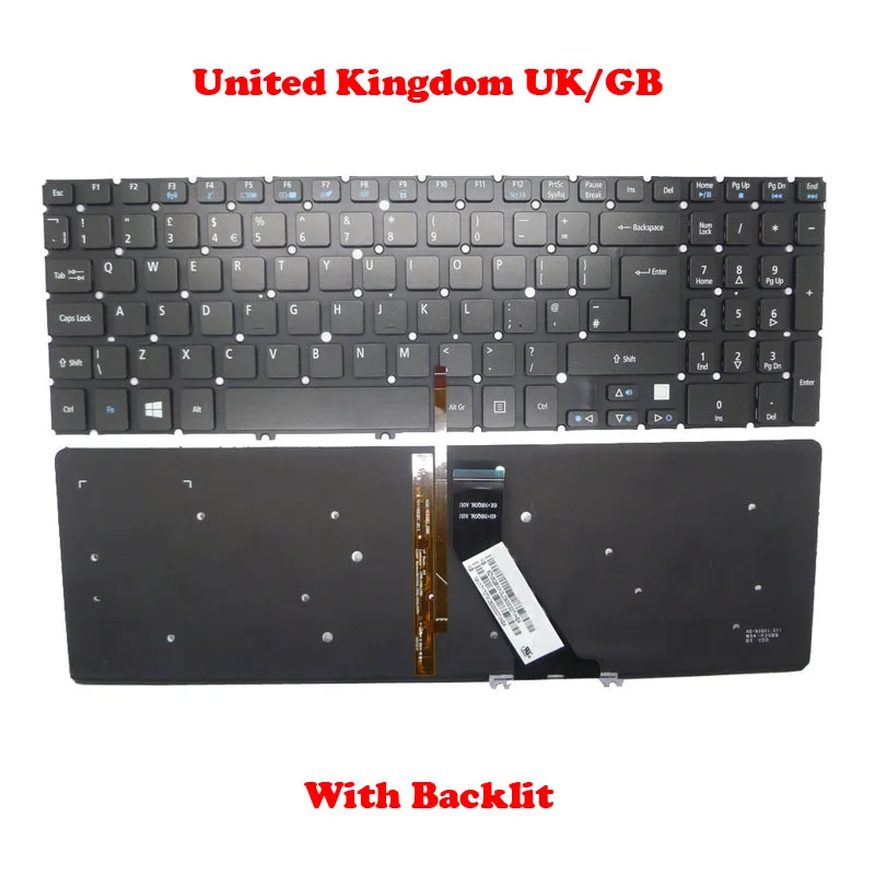 

UK English Backlit Keyboard For ACER V5-571 MS2361 NSK-R3KBW 0R AEZRP701010 9Z.N8QBQ.L0R NK.I1717.06U 9Z.N8QBW.K0U NK.I1717.07W