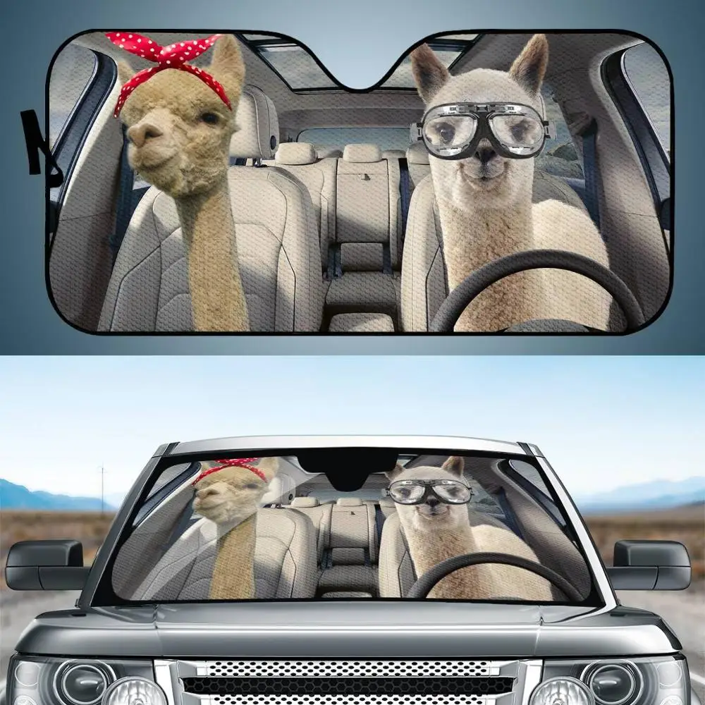 

Funnt Animal Alpaca UV Protect Foldable Windshield Sun Shade For Car Children's Durable Windshield Sunshade Cover