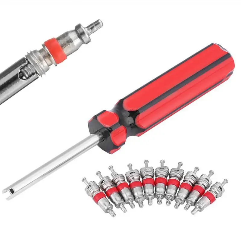 

10pcs Tyre Valve Core Insert With Remover Tool Tire Repair Tool Valve Core Wrench Screwdriver For Car Bike Motorcycle Wheel New