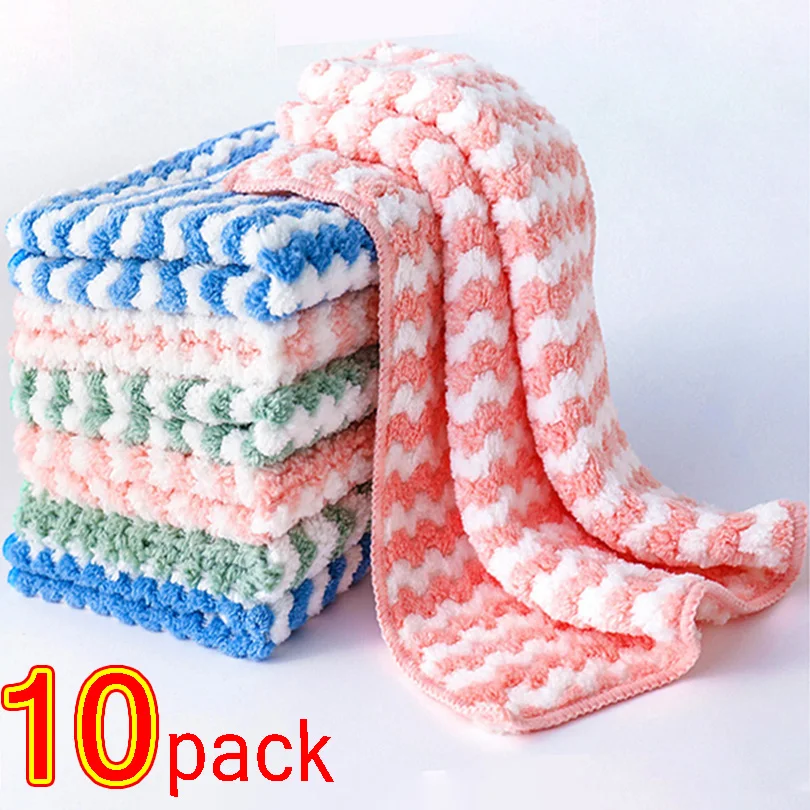 

20cm 30cm Dishcloths Coral Fleece Super Absorbent Pan Pot Pads Dishrag Kitchen Dishes Cleaning Rag Towels Napery Dishcloth Rags