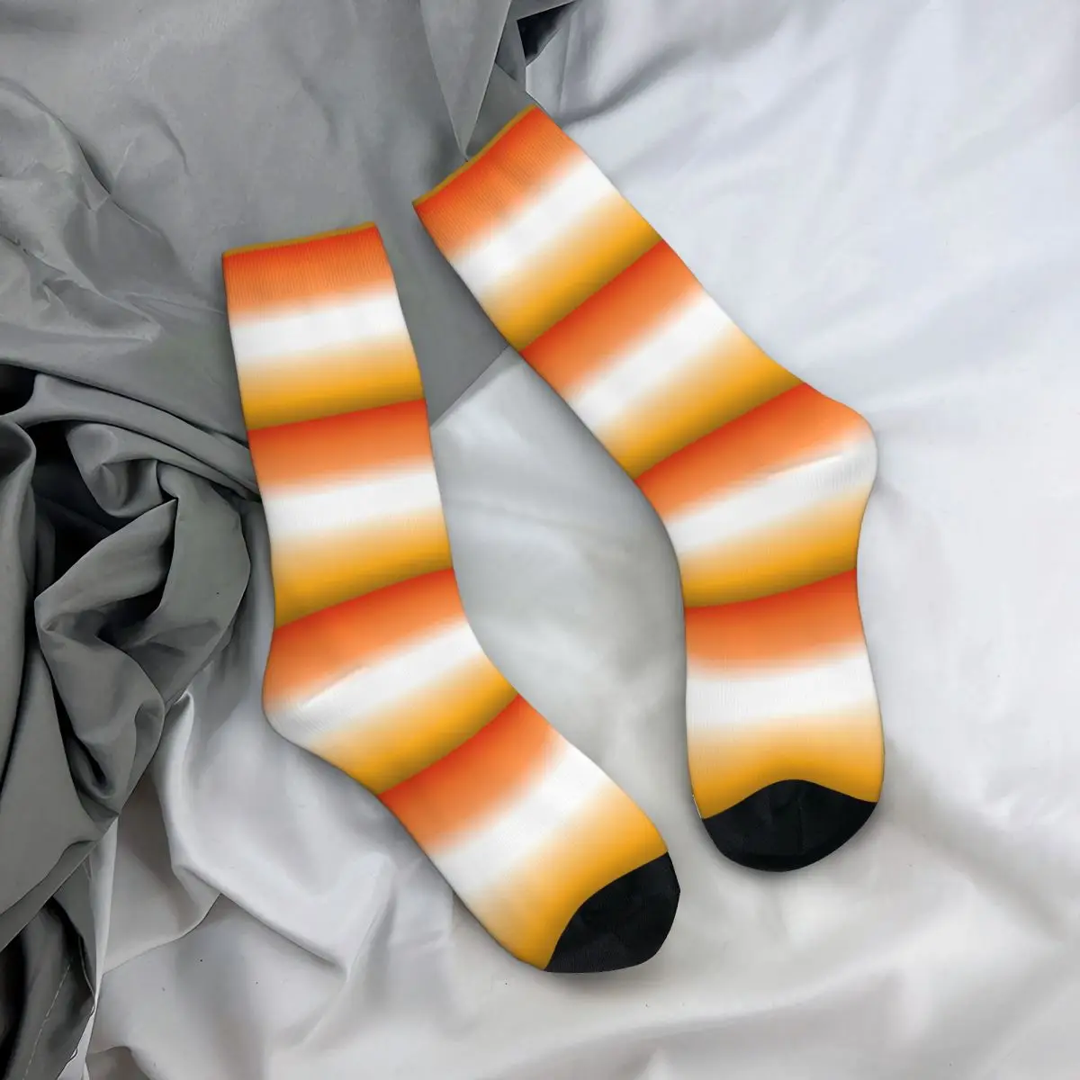 Оранжевые носки унисекс с градиентным флагом, зимние носки для бега, счастливые носки в уличном стиле, сумасшедшие носки