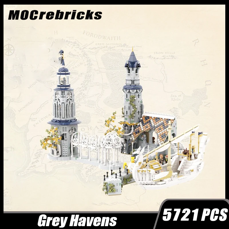 

MOC-164397 Famous City Grey Havens Elf Kingdom Castle Building Modular Building Block Assembly Model Brick Toy