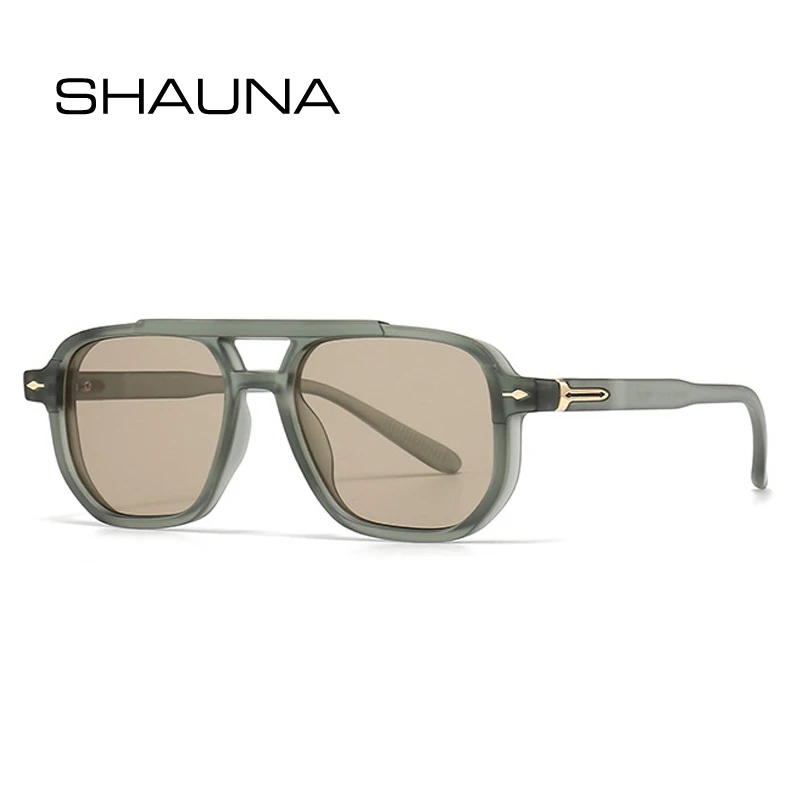 

Мужские и женские очки с двойной перемычкой SHAUNA, квадратные солнцезащитные очки в стиле ретро с защитой UV400, трендовые очки с заклепками и градиентными линзами