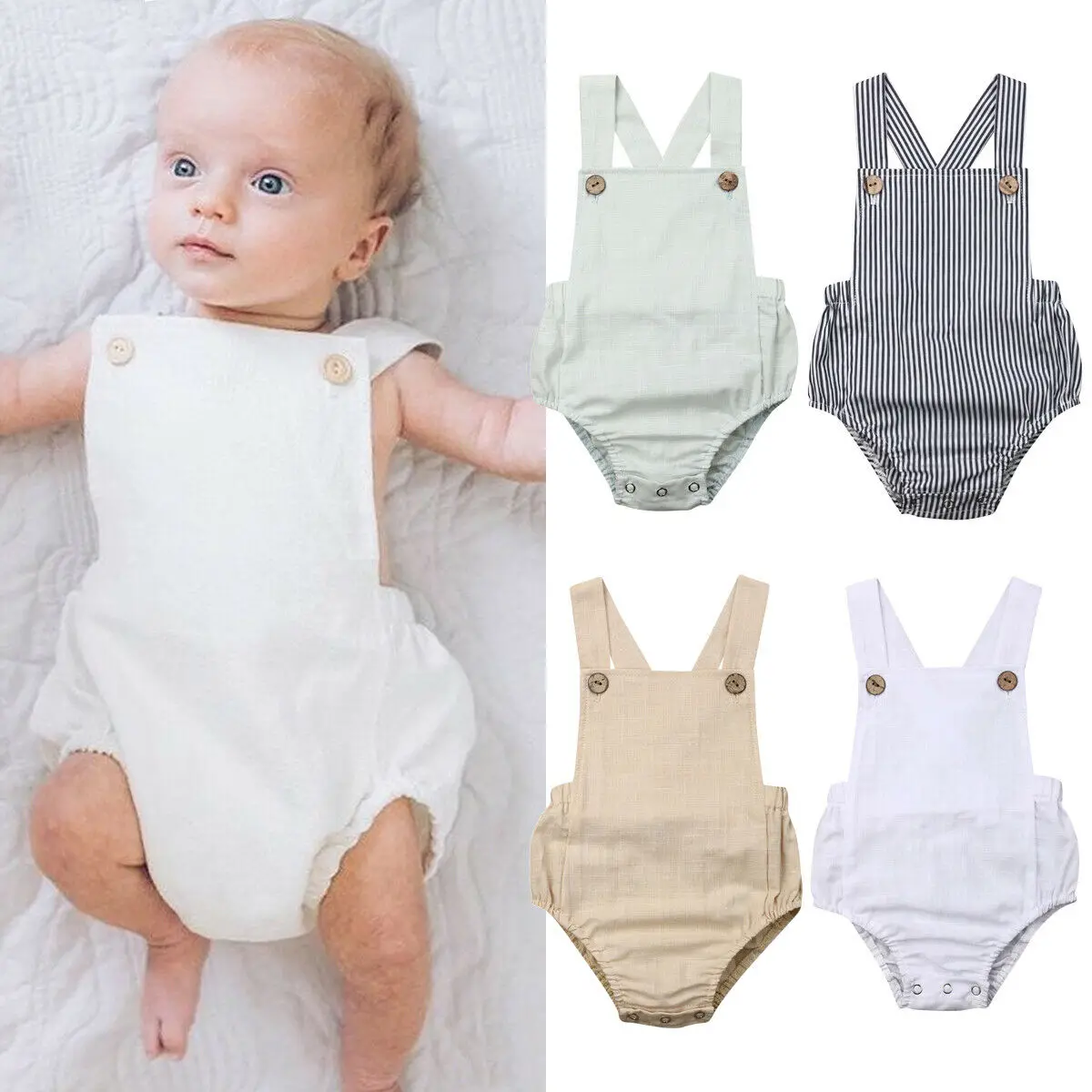 Infant Baby Girls Boys Romper Sleeveless Square Collar Cross Suspenders Jumpsuit Sling Solid Color Bodysuit Casual Outfit 0-3Y
Infant Baby Girls Boys Romper Sleeveless Square Collar Cross Suspenders Jumpsuit Sling Solid Color Bodysuit Casual Outfit 0-3Y