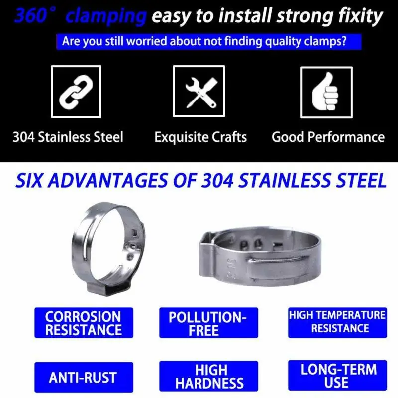 140Pcs 7-21mm 304 Stainless Steel Single Ear Stepless Hose Clamp Kit 7 Sizes , 17.8-21mm (20pcs) 15.3-18.5 Millions (20pcs)
140Pcs 7-21mm 304 Stainless Steel Single Ear Stepless Hose Clamp Kit 7 Sizes , 17.8-21mm (20pcs) 15.3-18.5 Millions (20pcs)