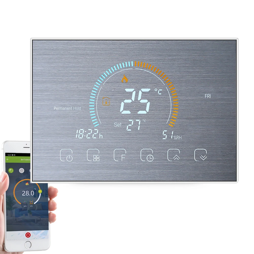 

Qiumi Smart Wifi thermostat display weather, UV index, humidity, for water / floor heating electric water / Gas boiler