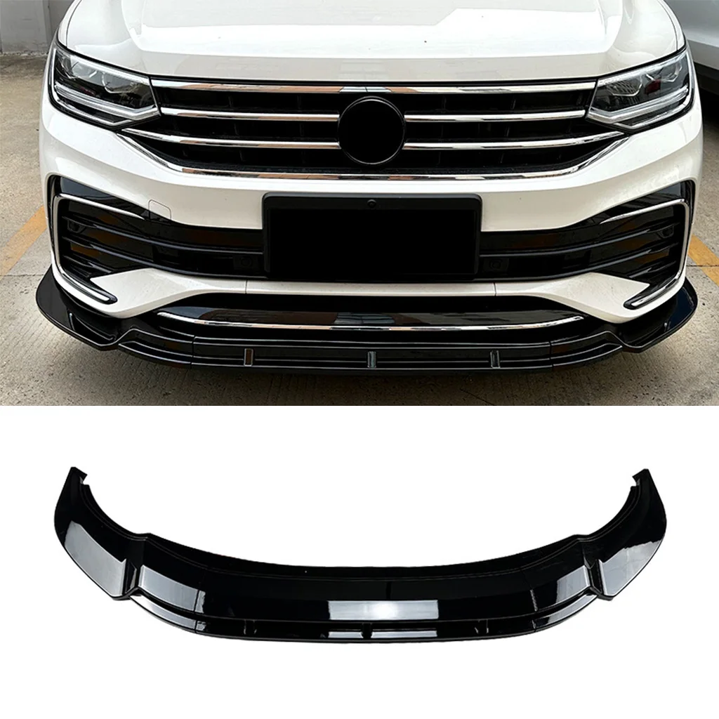 

Black Car Front Bumper Lip Spoiler Diffuser Splitters Body Kit Aprons Cover Guard Trim Fit For Volkswagen Tiguan Rline 2021+