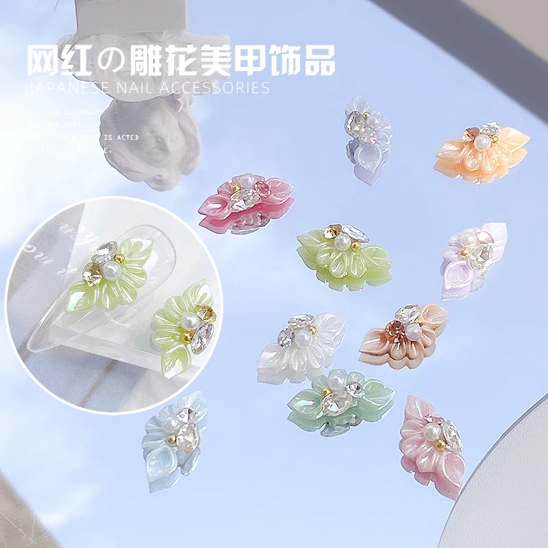 10pcs Acrylic Imitation Carving Flower Nail Rhinestone Kawaii Korean Nail Parts 3d Nail Art Charms Set With Diamonds Nails Decor
10pcs Acrylic Imitation Carving Flower Nail Rhinestone Kawaii Korean Nail Parts 3d Nail Art Charms Set With Diamonds Nails Decor