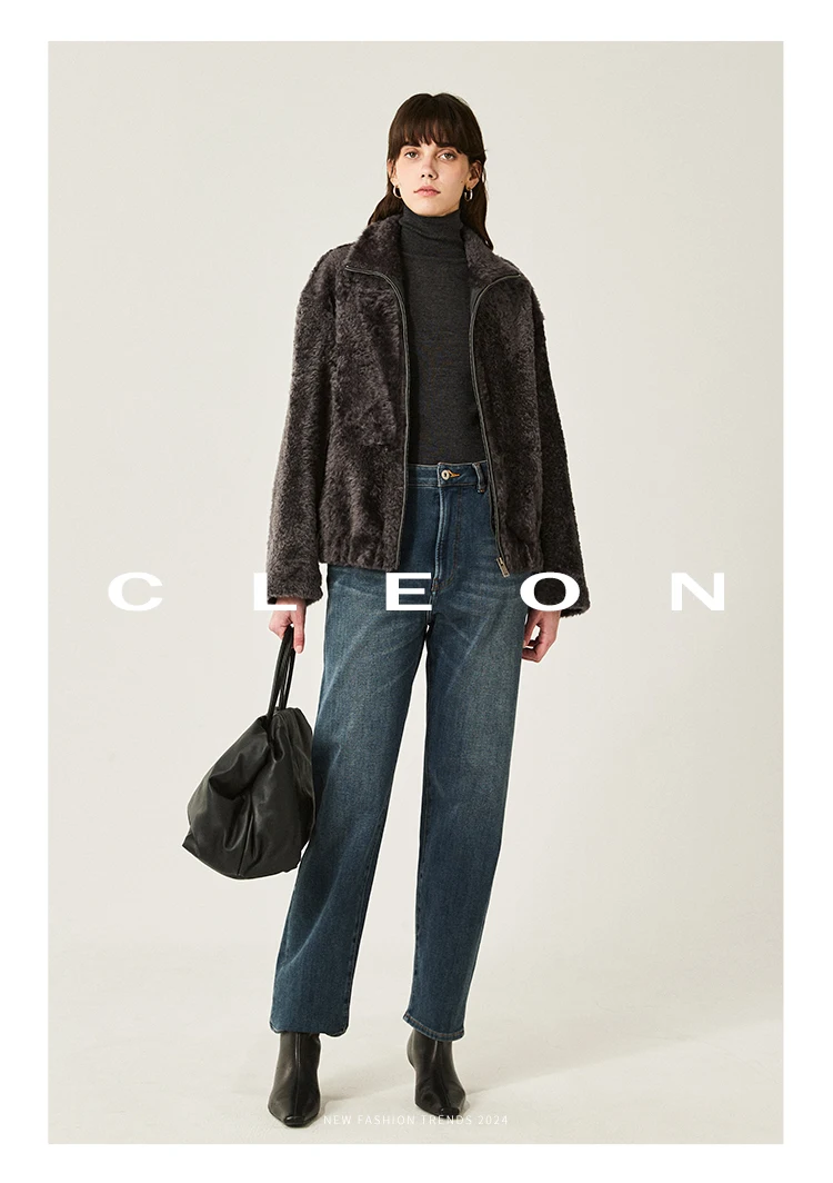High-end Luxury Lacon Lamb Fur Cropped Winter Jackets for Women 2025 Simple Stand Collar Genuine Leather Real Fur Shearling Coat High-end Luxury Lacon Lamb Fur Cropped Winter Jackets for Women 2025 Simple Stand Collar Genuine Leather Real Fur Shearling Coat