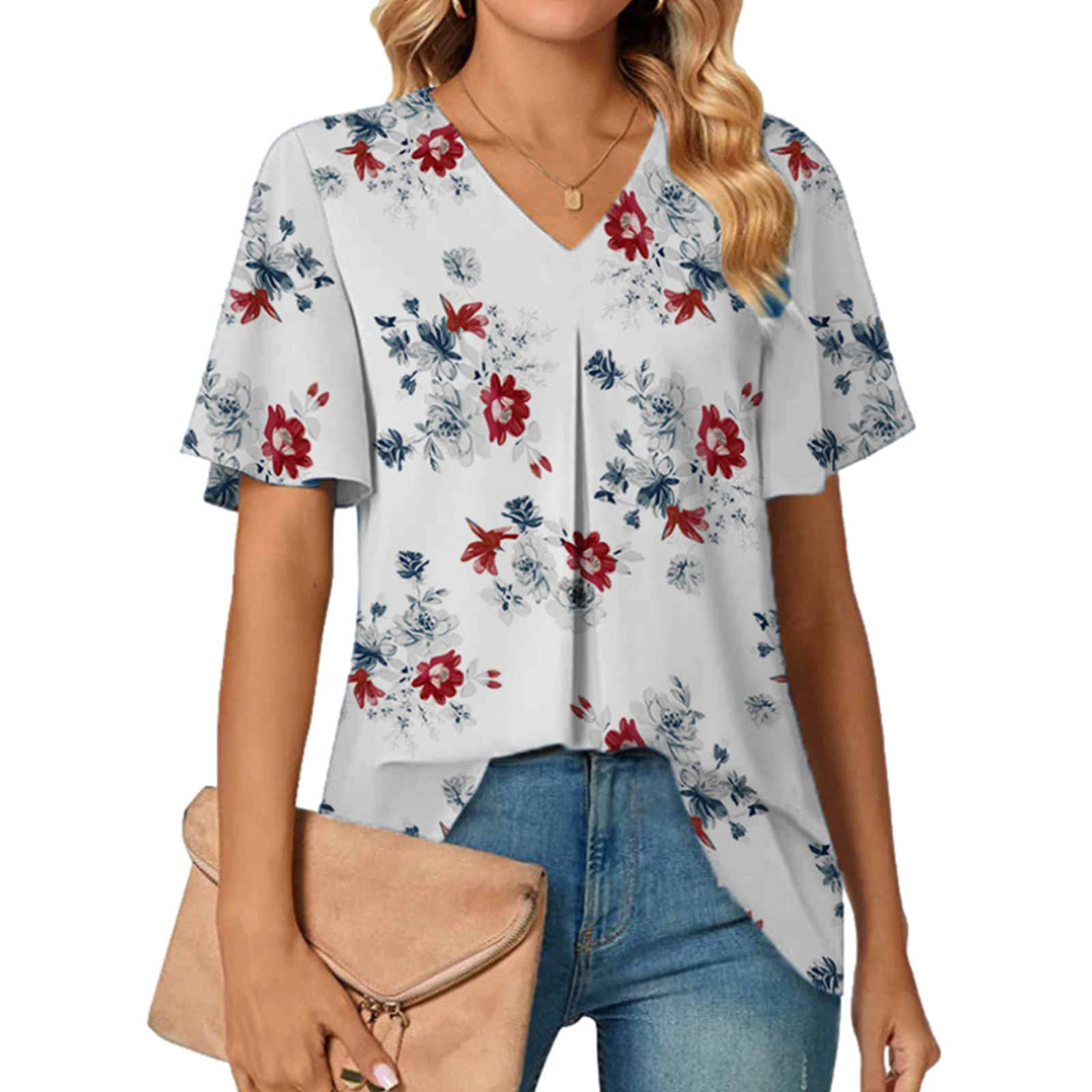 Woman Shirt Top Women Floral Blouses Flower Printed Harajuku Tops Loose Fit Oversized Short Sleeve Summer Blouse
Woman Shirt Top Women Floral Blouses Flower Printed Harajuku Tops Loose Fit Oversized Short Sleeve Summer Blouse