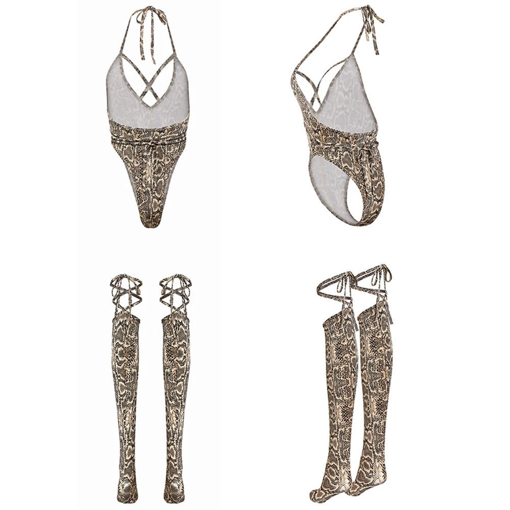 2Pcs Women Sexy Backless Lingerie Set Snake Print Sleeveless Bodysuit Underwear With Stockings Nightwear Erotic Cosplay Costumes
2Pcs Women Sexy Backless Lingerie Set Snake Print Sleeveless Bodysuit Underwear With Stockings Nightwear Erotic Cosplay Costumes
