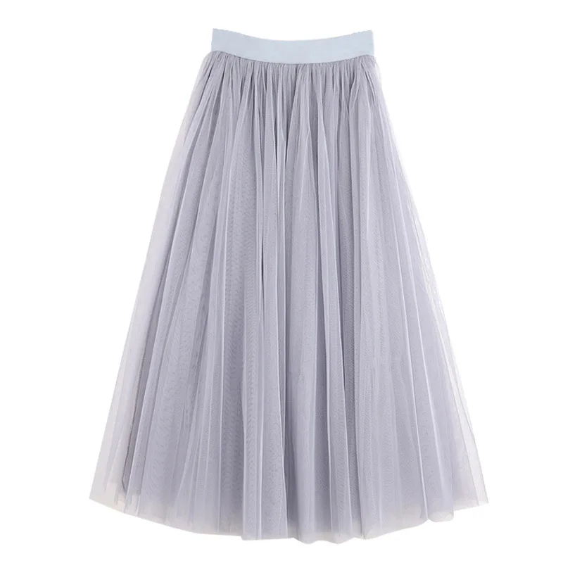 Vintage Tulle Skirt Women Elastic High Waist 3 Layers A-line Pleated Mesh Skirt Long Bride Tutu Skirts Female Jupe Longue 
Vintage Tulle Skirt Women Elastic High Waist 3 Layers A-line Pleated Mesh Skirt Long Bride Tutu Skirts Female Jupe Longue