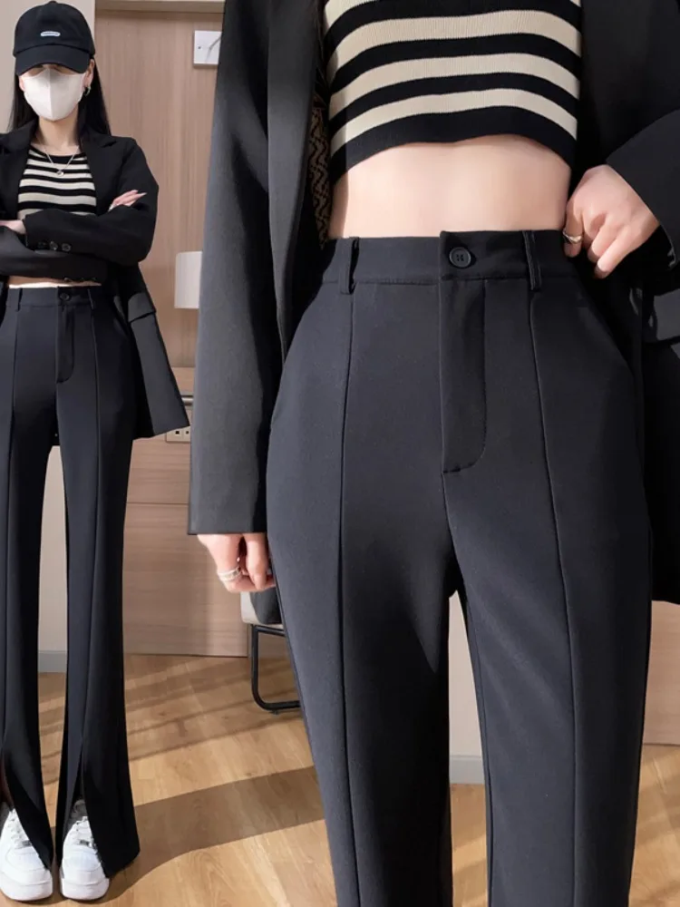 

Wide Leg Pants For Women's Spring 2024, New Draped Casual High Waisted Slimming And Slim Fitting Fashion Horseshoe Pants