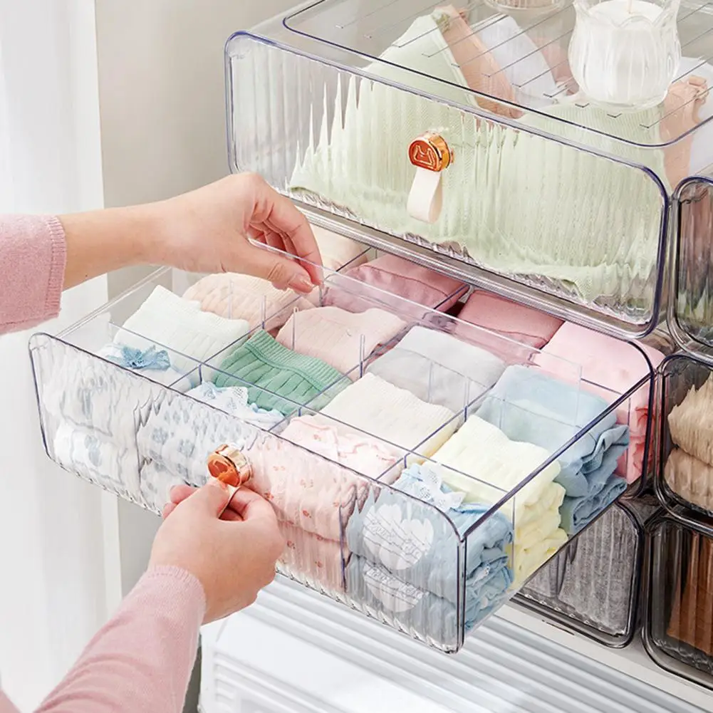 

Underwear Drawer Storage Box 16 Cell Clear Stackable Panties Bras Baby Clothes Socks Ties Belts Divider Organizer Home Supplies