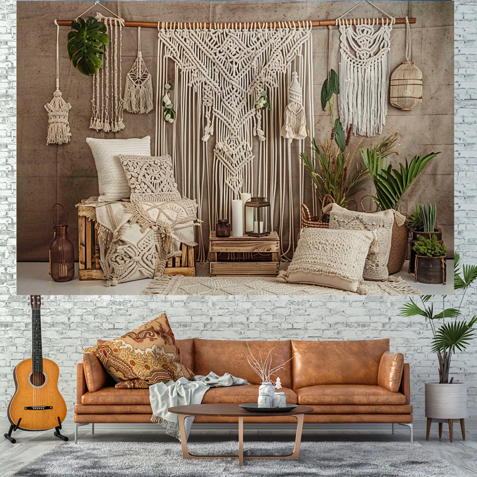 Bohemian Macrame Wedding Backdrop - Wall-Mounted Ceremony Decor 6 S44f3a13ed2cc4895a89dd61f4784cf3dl