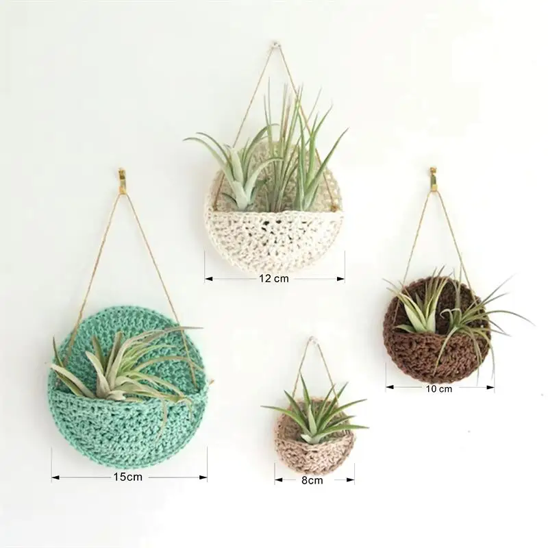 Boho Plant Nest Macrame - Handwoven Colorful Air Plant Holder for Living Room & Bedroom 1 S44f417f6f83d407880ea44ad108daeaff