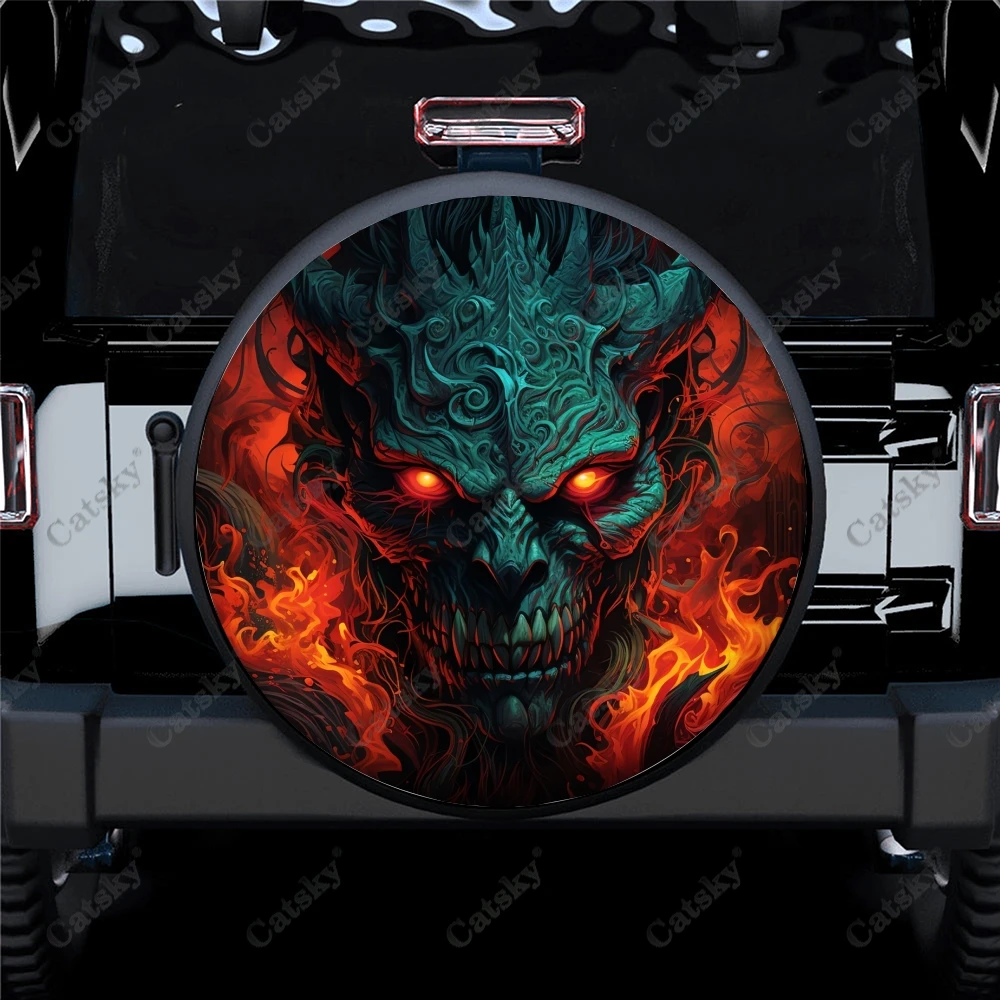 Halloween Dark Devil Skull Pattern Polyester Universal Spare Wheel Tire Cover Wheel Covers for Trailer RV SUV Truck Camper
Halloween Dark Devil Skull Pattern Polyester Universal Spare Wheel Tire Cover Wheel Covers for Trailer RV SUV Truck Camper