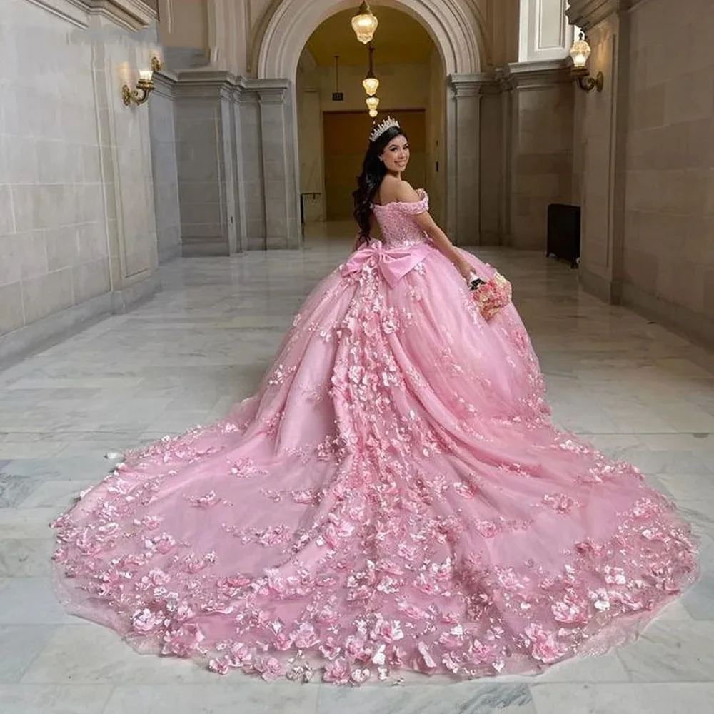 Розовое цветочное кружевное платье Quinceanera с 3D аппликацией, с открытыми плечами, с 3D цветами, яркое бальное платье для девушек 15 дюймов
Розовое цветочное кружевное платье Quinceanera с 3D аппликацией, с открытыми плечами, с 3D цветами, яркое бальное платье для девушек 15 дюймов