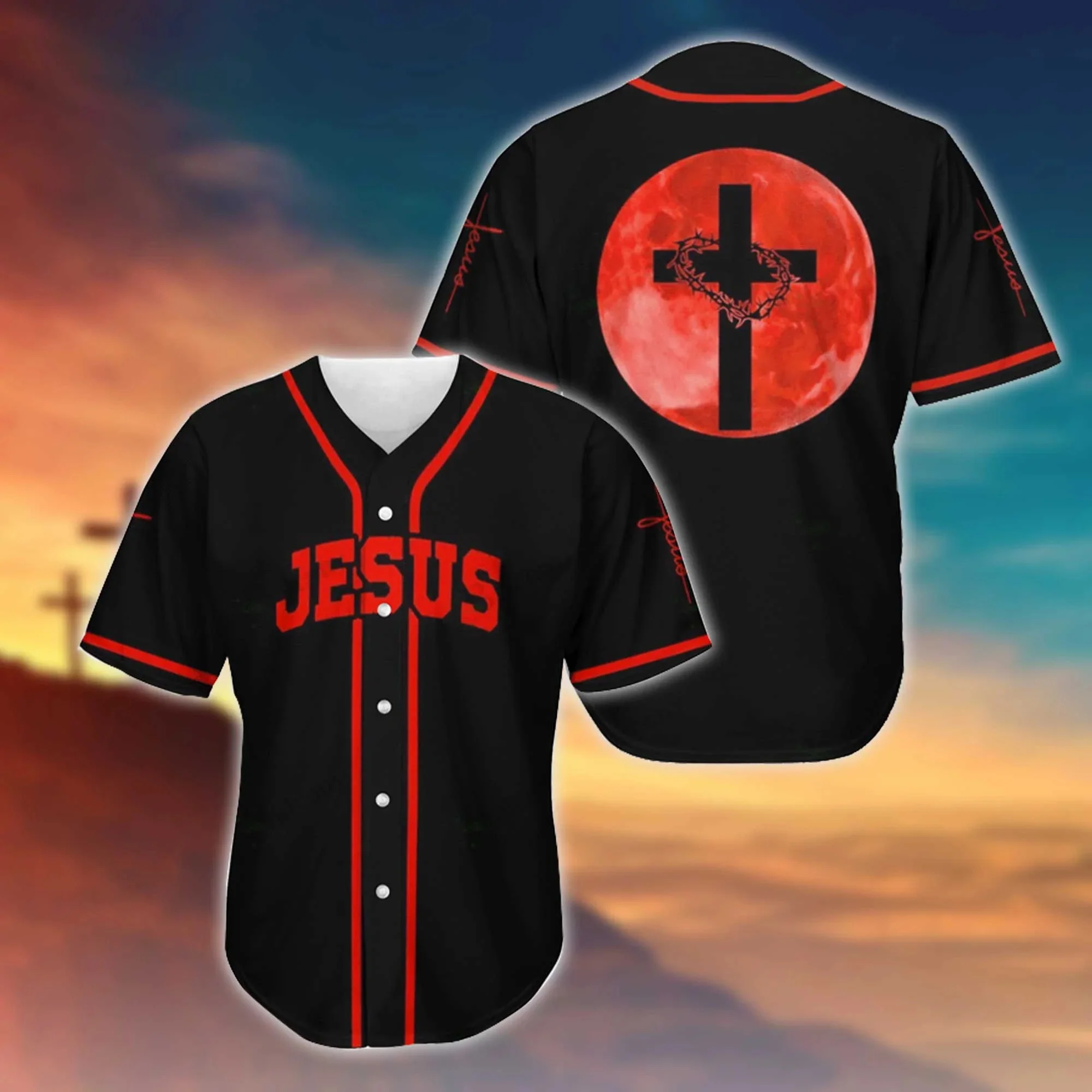 Drop shipping JESUS - CROSS IN A RED MOON 3D All Over Printed Baseball Shirt Men's Casual Baseball Jersey hip hop Tops KS-08
Drop shipping JESUS - CROSS IN A RED MOON 3D All Over Printed Baseball Shirt Men's Casual Baseball Jersey hip hop Tops KS-08