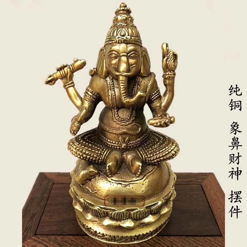 

2023 Southeast Asia Indonesia Thailand India COPPER GANESH Elephant God of wealth buddha Recruit wealth good luck statue