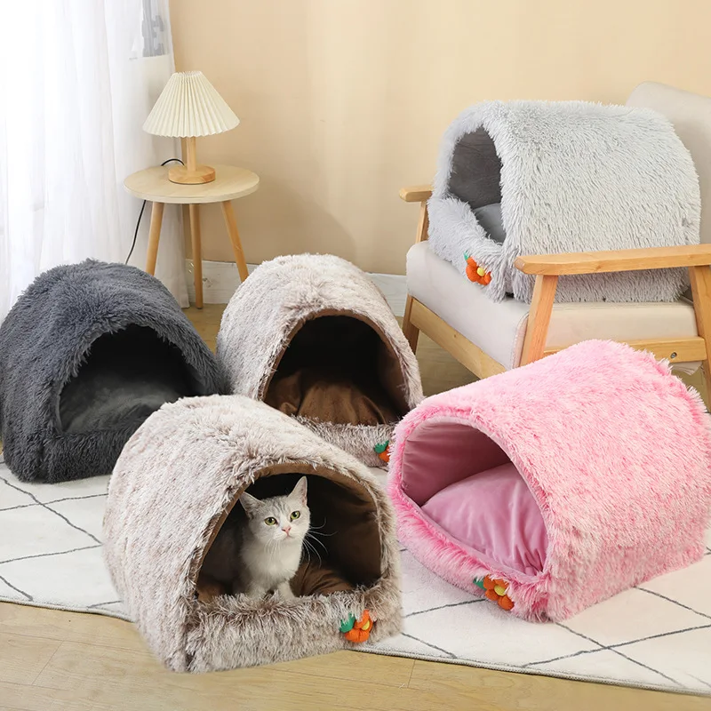 

Semi-Closed Winter Warm Cat Bed Small Animals Houses Dog Kennel Cat Sleeping Bed Puppy Kitten Nest Pet Warm Mat House Supplies