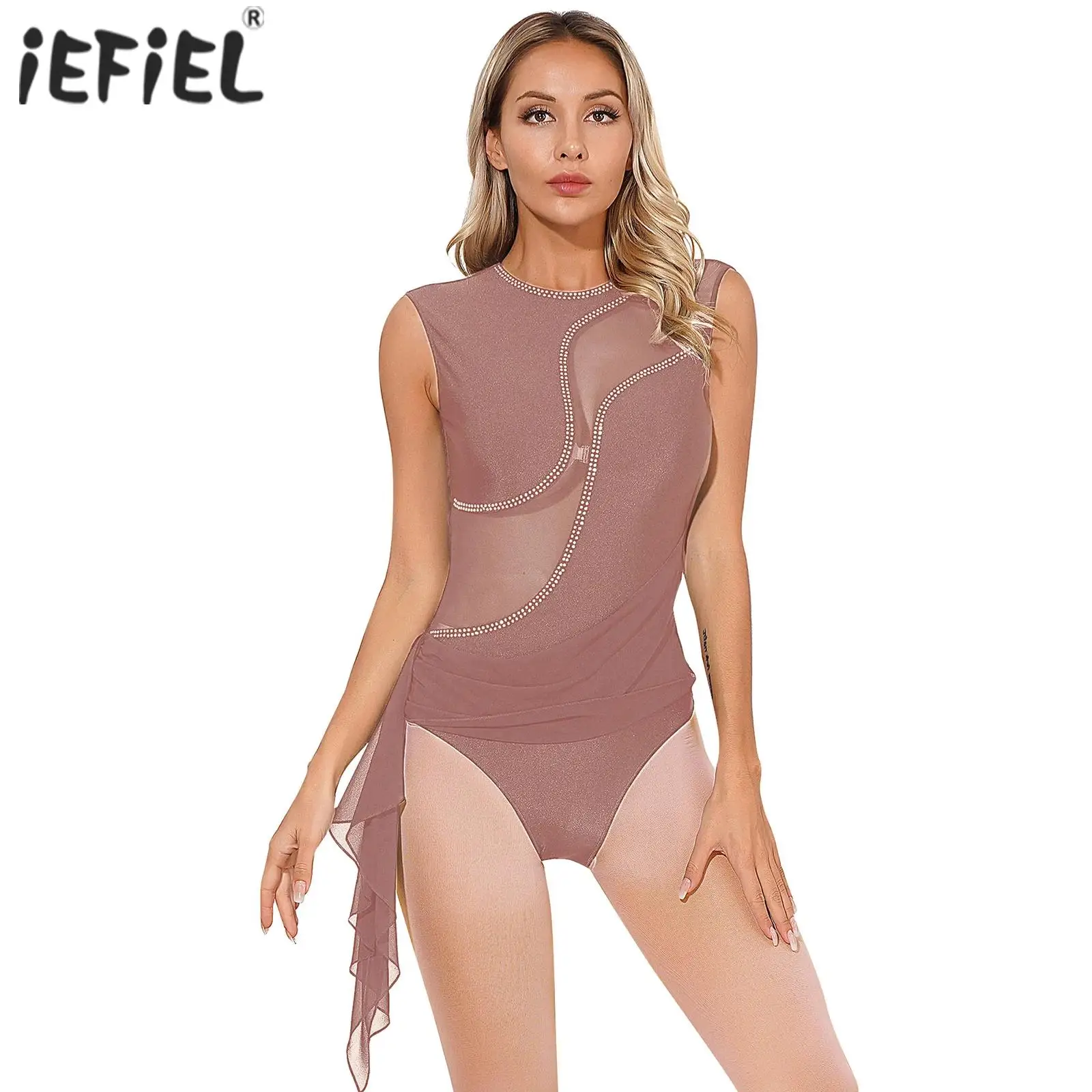 Womens Ballet Lyrical Dance Costume Shiny Rhinestone Leotard Sheer Mesh Patchwork Sleeveless Gymnatics Figure Skating Bodysuit
Womens Ballet Lyrical Dance Costume Shiny Rhinestone Leotard Sheer Mesh Patchwork Sleeveless Gymnatics Figure Skating Bodysuit