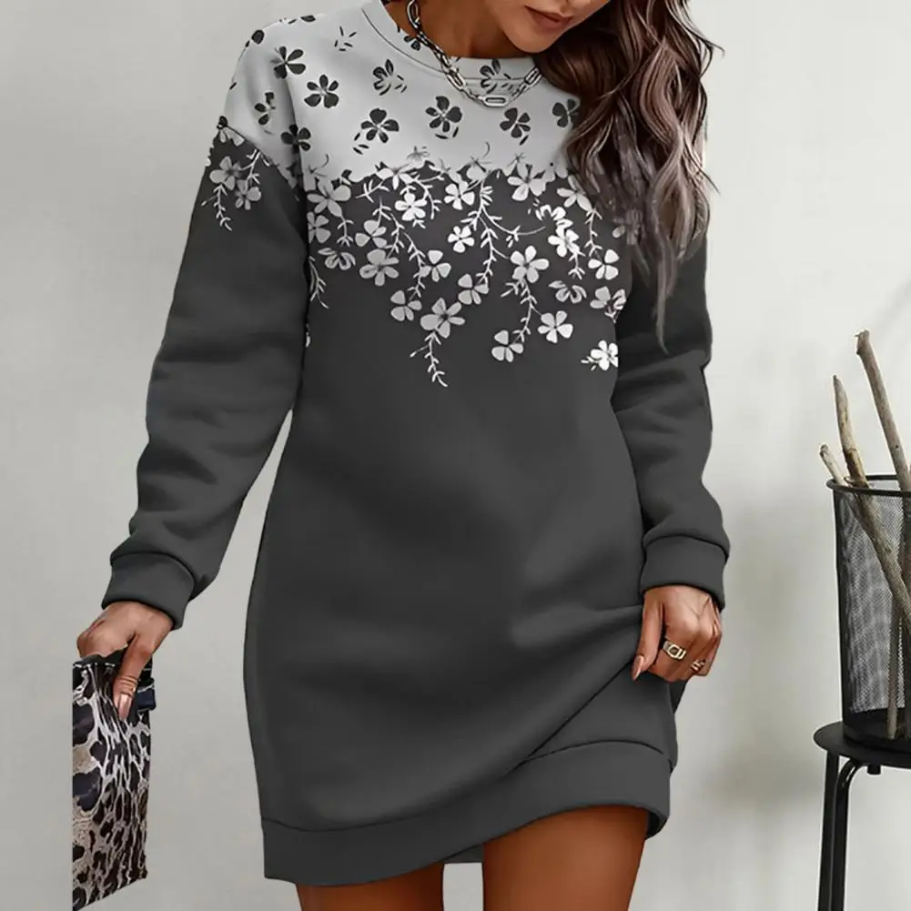 Mini Dress Flower Print Sweartshirt Dress for Women Round Neck Long Sleeve Pullover with Elastic Cuff Thick Warm Mid Length
Mini Dress Flower Print Sweartshirt Dress for Women Round Neck Long Sleeve Pullover with Elastic Cuff Thick Warm Mid Length
