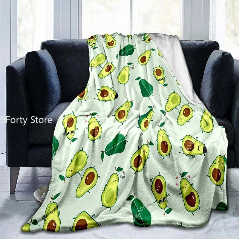 

Comfort Sherpa Flannel Blanket Cute Fruit Avocado Printed Plush Throw Blanket Fuzzy Soft Quilt for Bed Sofa and Couch Twin Size