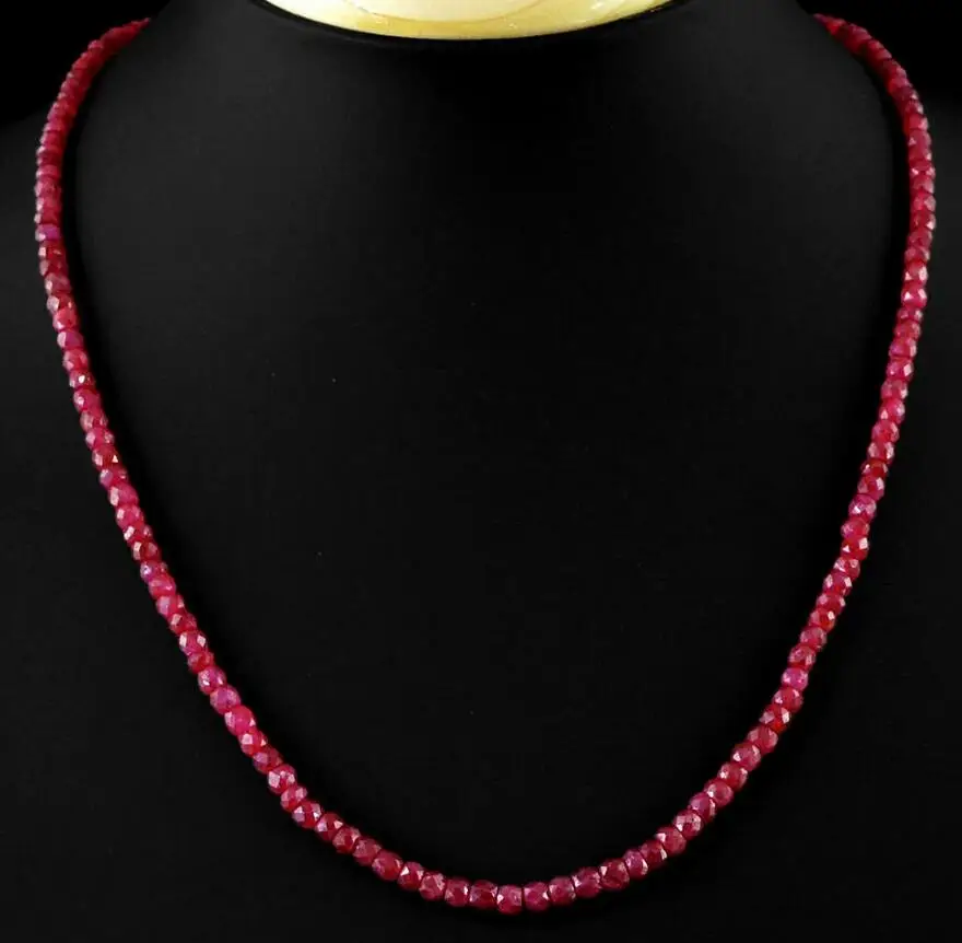 

2x4 мм натуральный граненый бразильский красный рубин ожерелье из бус из драгоценного камня 18 ''AAA