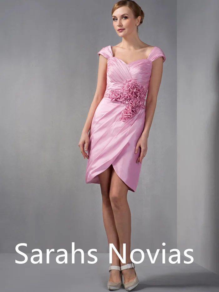 Short Pink Taffeta Short Mother Of Bride Dresses Cap Sleeves Knee Length Sweetheart Ruched Flowers Women Wedding Party Dresses
Short Pink Taffeta Short Mother Of Bride Dresses Cap Sleeves Knee Length Sweetheart Ruched Flowers Women Wedding Party Dresses