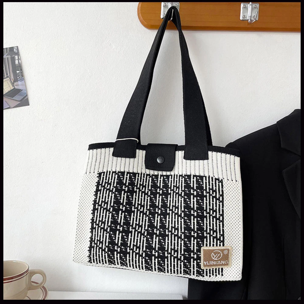 Korean Knitted Shoulder Bag Top-Handle Handbag Harajuku Crochet Square Japanese Women'S Pack Leisure Girl Reusable Shopping Tote
Korean Knitted Shoulder Bag Top-Handle Handbag Harajuku Crochet Square Japanese Women'S Pack Leisure Girl Reusable Shopping Tote
