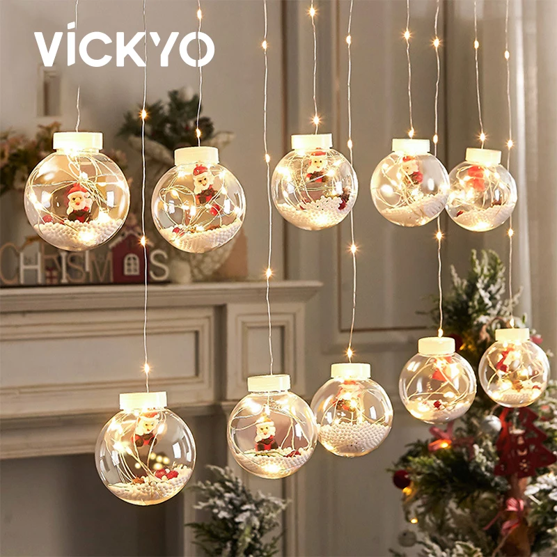 VICKYO LED Christmas Curtain Lights String DIY Ball Santa Claus Light Christmas Tree Decoration New Year Party Ambient Lighting
VICKYO LED Christmas Curtain Lights String DIY Ball Santa Claus Light Christmas Tree Decoration New Year Party Ambient Lighting