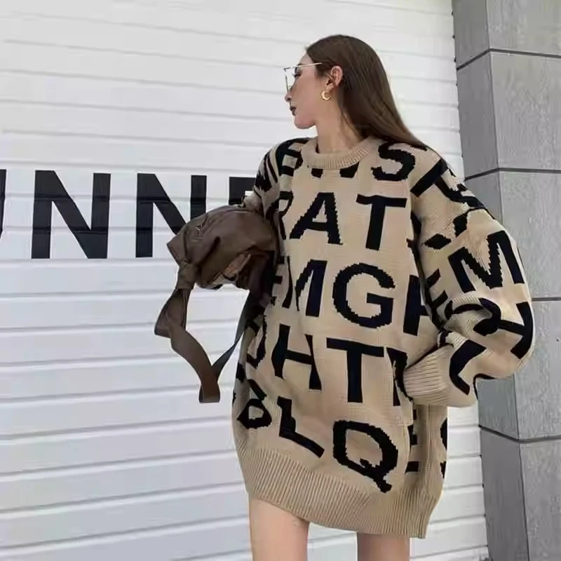 Fashion Women Sweaters Autumn Winter Loose O Neck Letter Pullovers High Street Long Sleeve Top Warm Knitwear Oversized Jumpers
Fashion Women Sweaters Autumn Winter Loose O Neck Letter Pullovers High Street Long Sleeve Top Warm Knitwear Oversized Jumpers