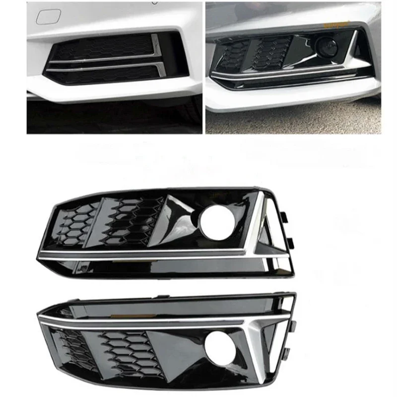 

Auto Front Chrome Bumper Fog Light Grill Cover Racing Grills with ACC Hole For Audi A4 SLine S-Line B9 2017 2018 2019