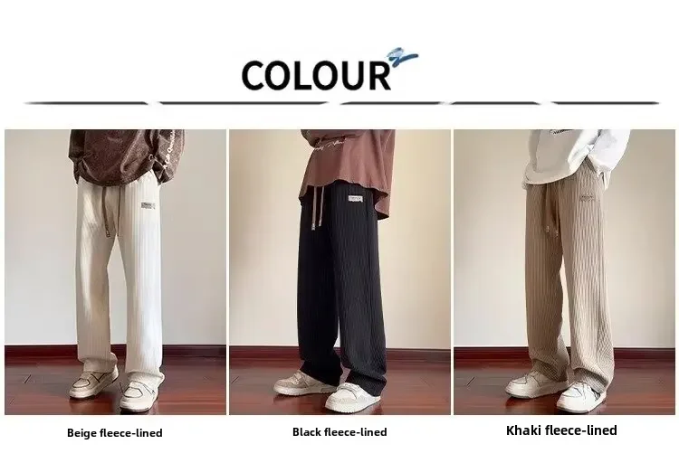 النمط الأمريكي الرجال سروال قصير الخريف/الشتاء الصوف مبطن فضفاض مستقيم الساق بناطيل كاجوال العصرية واسعة الساق الرجال السراويل النمط الأمريكي الرجال سروال قصير الخريف/الشتاء الصوف مبطن فضفاض مستقيم الساق بناطيل كاجوال العصرية واسعة الساق الرجال السراويل
