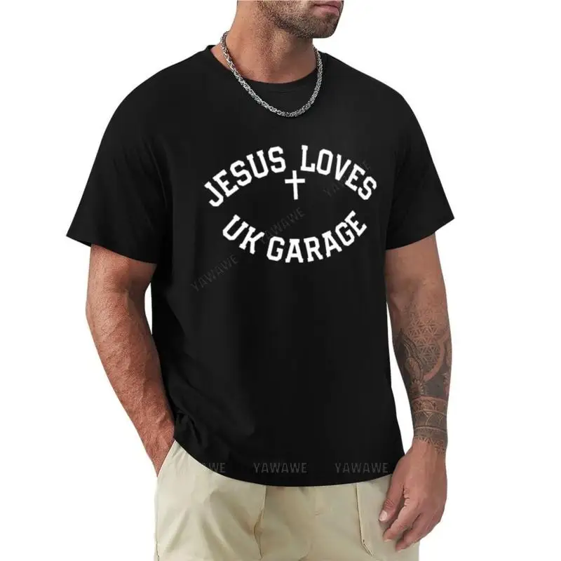 

Jesus Loves UK Garage Slogan T-Shirt Short t-shirt vintage clothes aesthetic clothes workout shirts for men