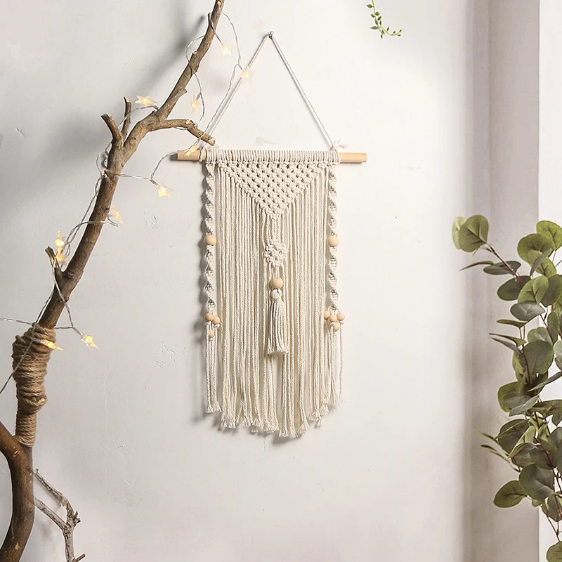 GONGOUYANG Textile Wooden Bead Tassel V Tapestry Bohemian Style Simple Home Decor Wall Hangings 
GONGOUYANG Textile Wooden Bead Tassel V Tapestry Bohemian Style Simple Home Decor Wall Hangings