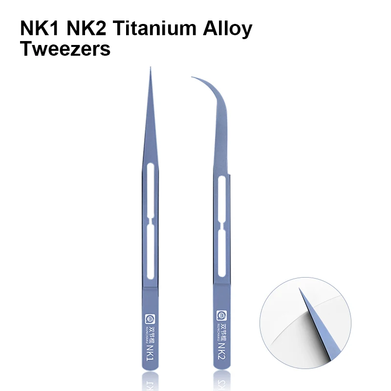 

Amaoe NK1 NK2 Titanium Alloy Nunchaku Tweezers Antimagnetic Precision Fingerprint Fly Line Forceps for Phone Motherboard Repair