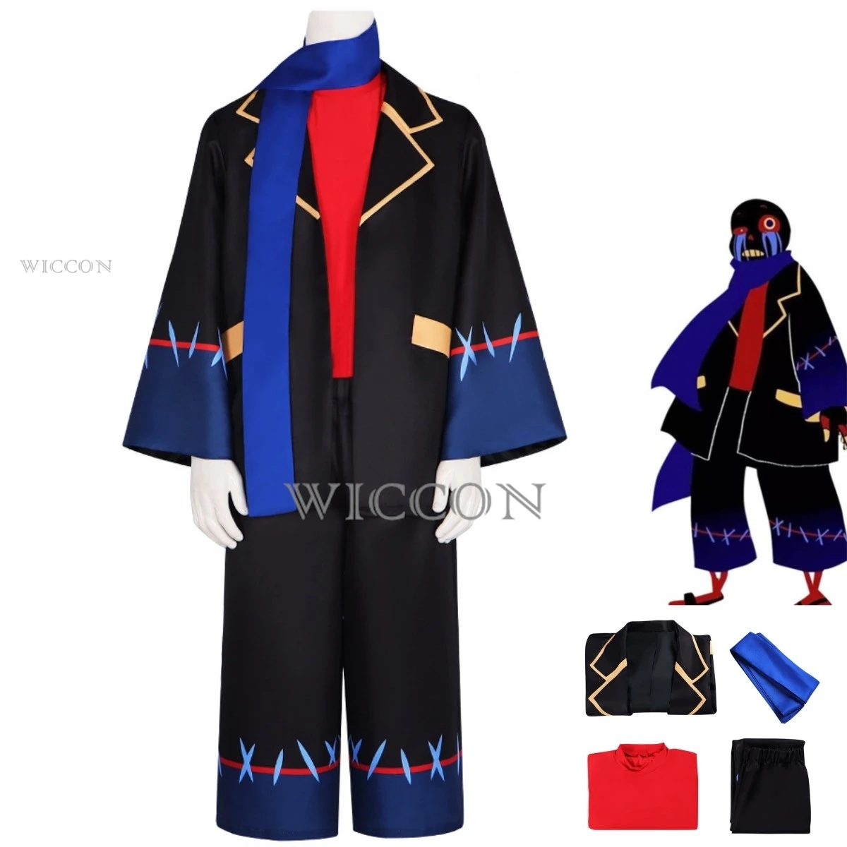 

Anime Game Undertale Error Sans Frisk Cosplay Costume Black Jacket Coat Uniform Full Set Adult Man Halloween Carnival Suit