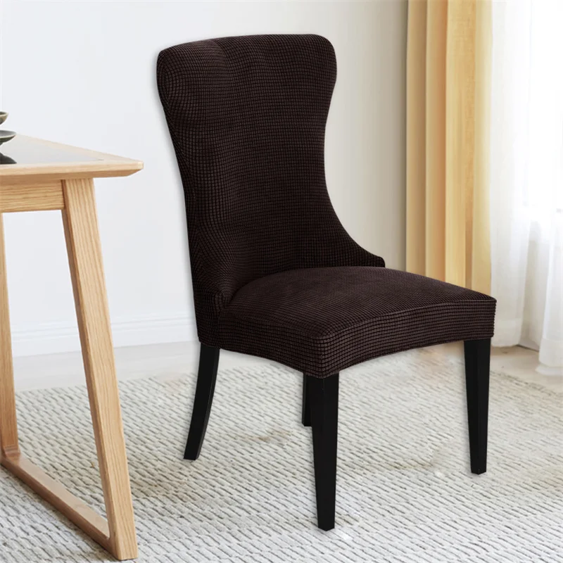 Housses de chaise incurvée en polaire de Style nordique, couvre-siège, extensible, amovible, lavable, pour salle à manger, pour salon Housses de chaise incurvée en polaire de Style nordique, couvre-siège, extensible, amovible, lavable, pour salle à manger, pour salon