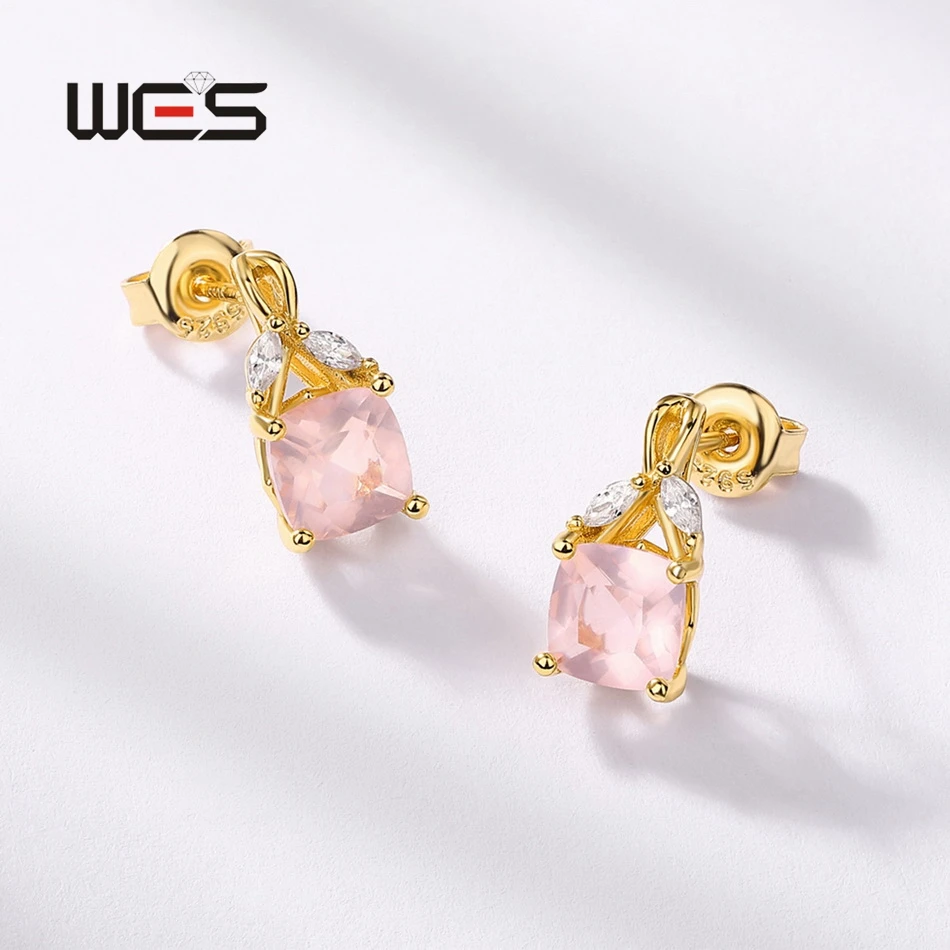 WES 925 Sterling Silver Stud Earrings for Women Rose Quartz 6*6mm Wedding Jewelry Set Lovely Party Gifts Wholesale Engagement
WES 925 Sterling Silver Stud Earrings for Women Rose Quartz 6*6mm Wedding Jewelry Set Lovely Party Gifts Wholesale Engagement