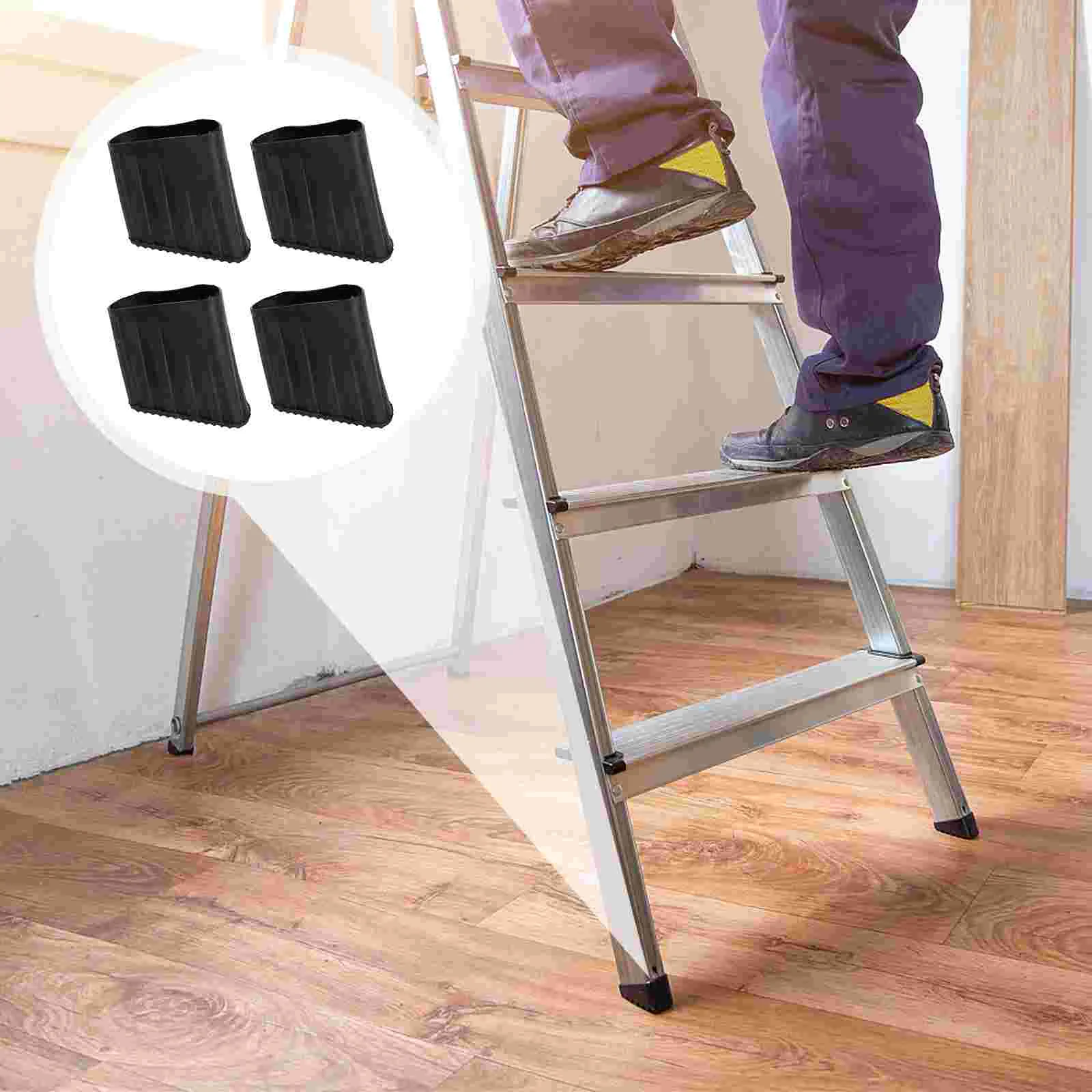 

4 Pcs Accessories for Ladder Feet Protect Cover Non-slip Pads Floor Rest Mat Folding Covers Legs Rubber Protector
