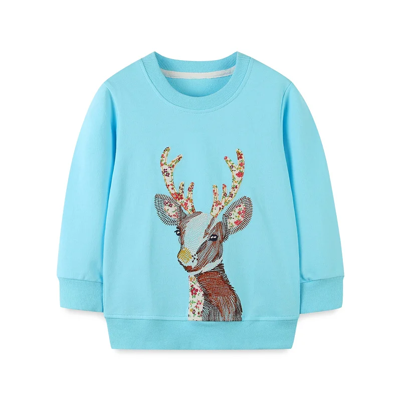 

Jumping Meters 2-7T Autumn Spring Elephant Embroidery Children's Sweatshirts Long Sleeve Baby Clothing Toddler Kids Shirts