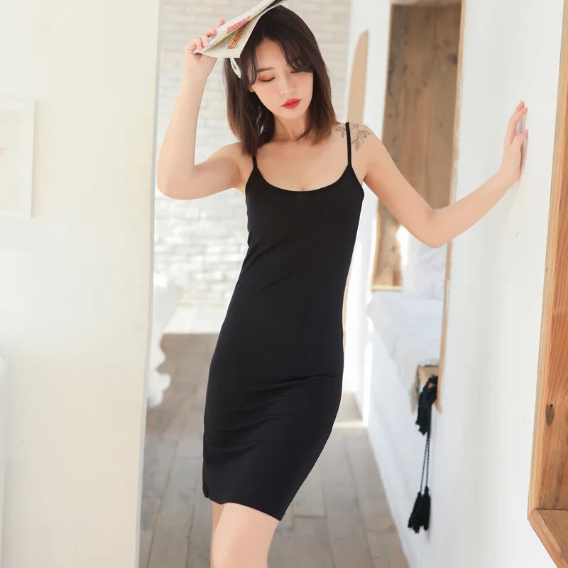 

Spring and Summer Thin Pure Desire Suspender Skirt Female Modal Mid-Length Sheath Skirt plus Size Slip Top Dress