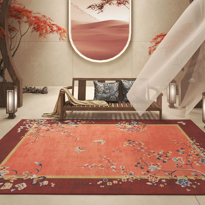 

Красный декоративный ковер в стиле ретро для гостиной, новые коврики в китайском стиле для спальни, большой утолщенный напольный коврик, домашний нескользящий коврик для отдыха