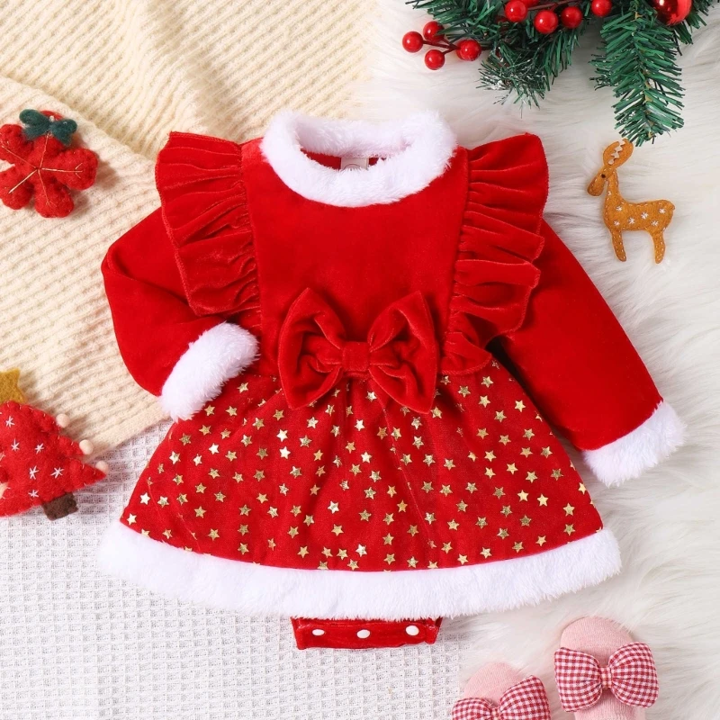 Y1UB Christmas Baby Jumpsuit Stylish Infant Romper Santa Costume Long Sleeve Onepiece Dress Winter Autumn Baby Bowknot Outfit
Y1UB Christmas Baby Jumpsuit Stylish Infant Romper Santa Costume Long Sleeve Onepiece Dress Winter Autumn Baby Bowknot Outfit