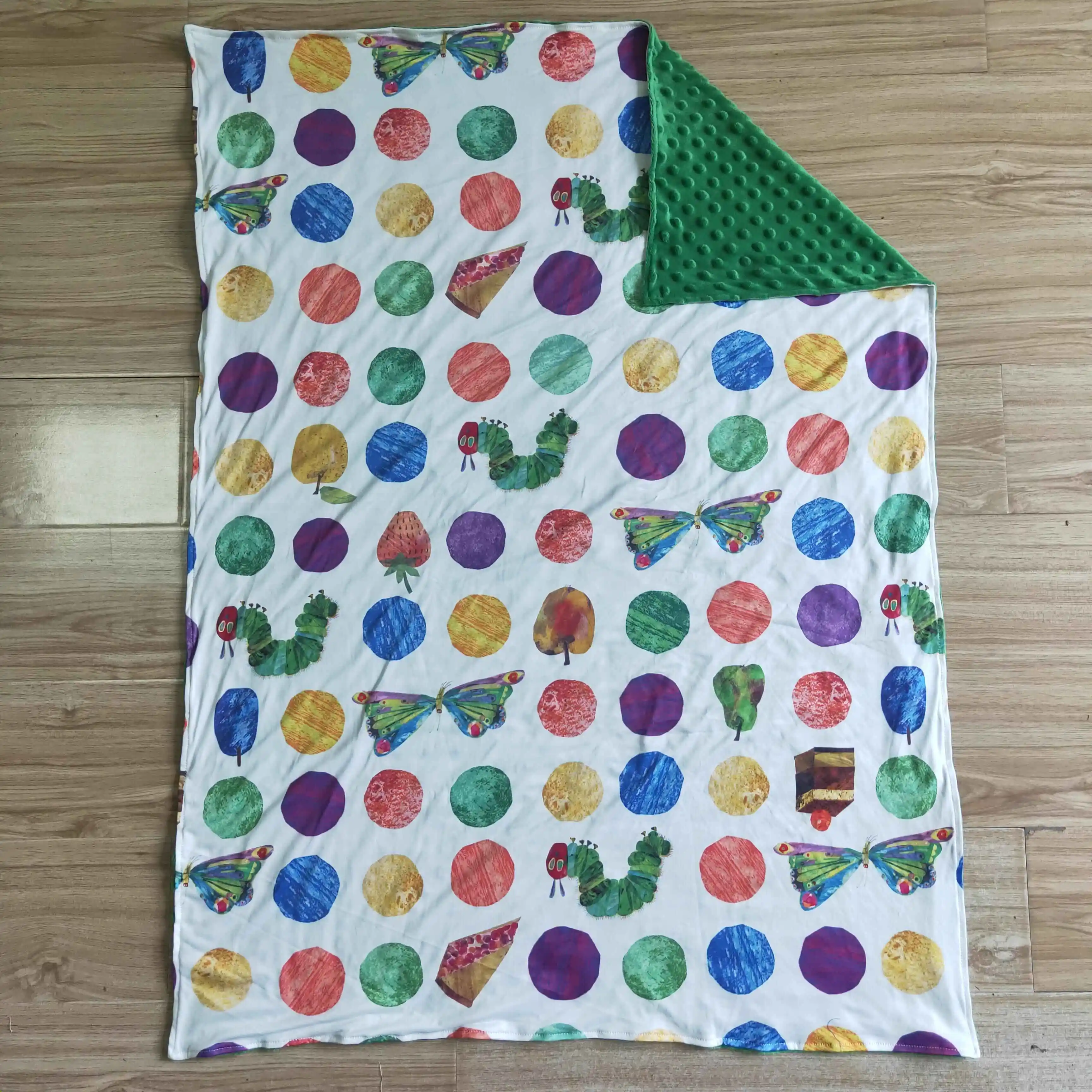 

Bulk Supply RTS NO MOQ Insects Pattern Newborn Soft Fabric Swaddle Wraps Baby Green Fleece Blankets